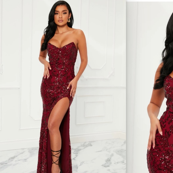 Burgundy sequins dress - Picture 1 of 2